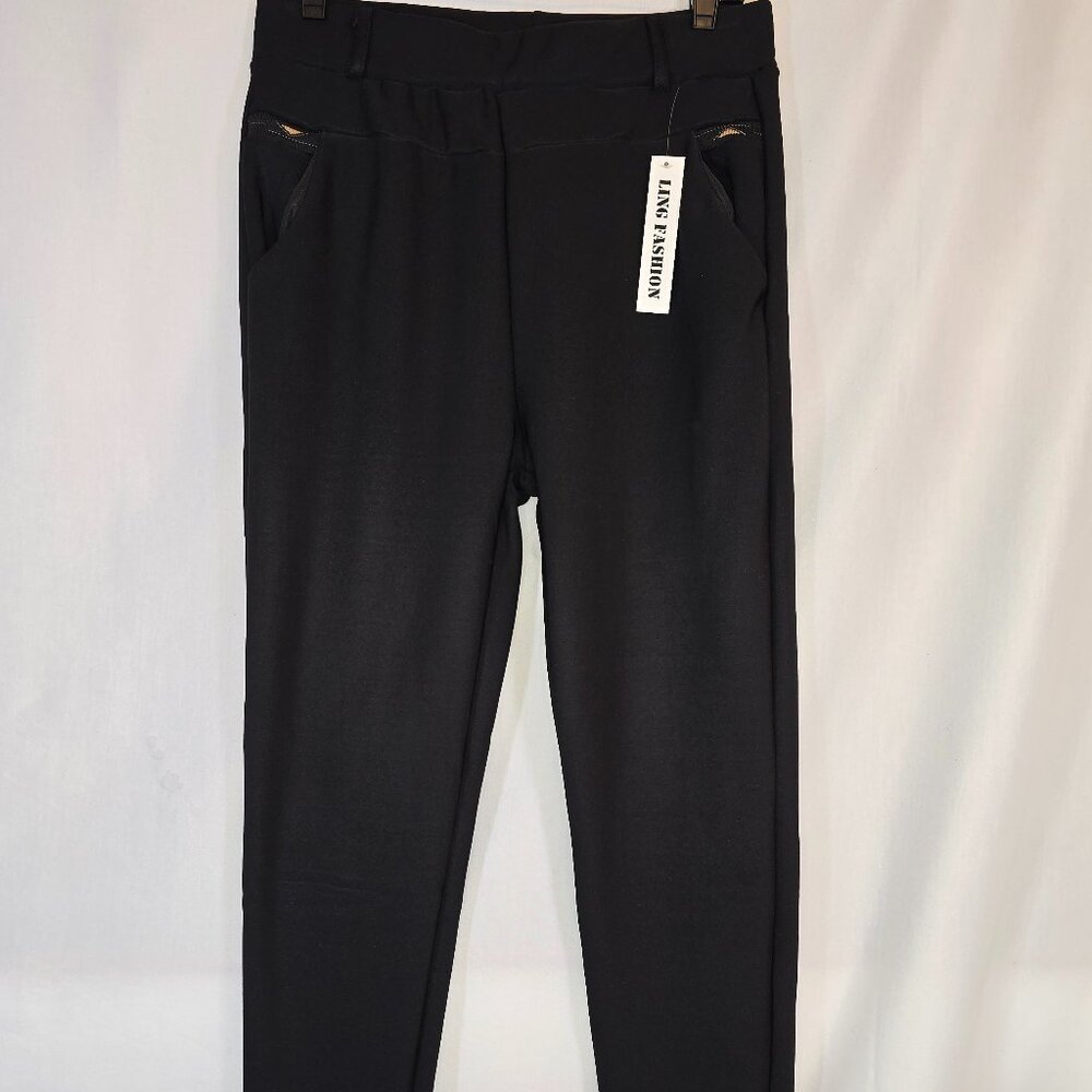 Plus Black Fur Lined Legging Dress Pant